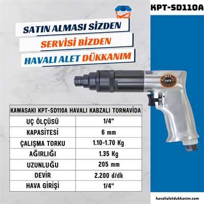 KAWASAKI KPT-SD110A Havalı Kabzalı Tornavida