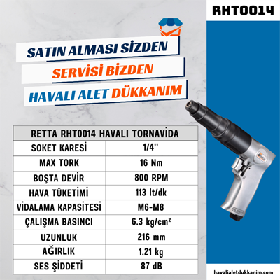 RETTA RHT0014 Havalı Tornavida 1/4 