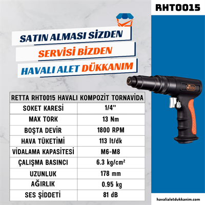 RETTA RHT0015 Havalı Kompozit Tornavida 1/4