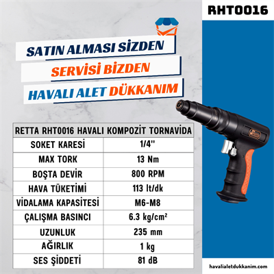 RETTA RHT0016 Havalı Kompozit Tornavida 1/4