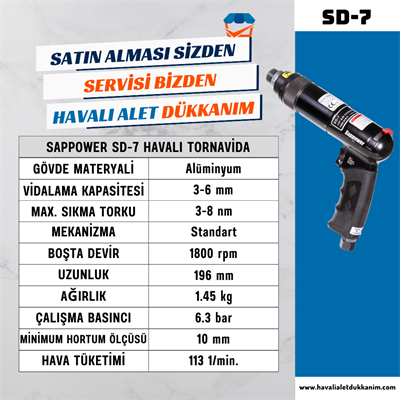 SAPPOWER SD-7 Havalı Tornavida (Sağ-Sol)