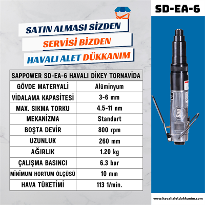 SAPPOWER SD-EA-6 Havalı Dikey Tornavida Sağ-Sol