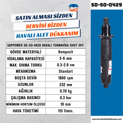 SAPPOWER SD-SO-0429 Havalı Tornavida Shut Off