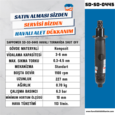 SAPPOWER SD-SO-0445 Havalı Tornavida Shut Off