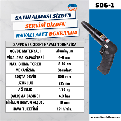 SAPPOWER SD6-1 Havalı Tornavida (Sağ-Sol)