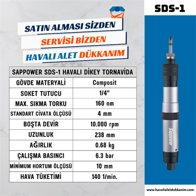 SAPPOWER SDS-1 Havalı Dikey Tornavida 1/4