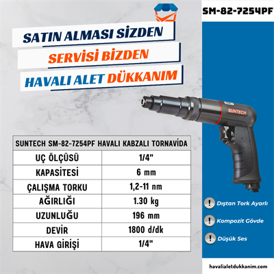 SUNTECH SM-82-7254PF Havalı Kabzalı Tornavida