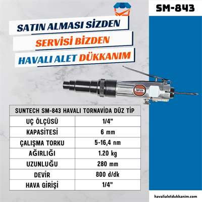 SUNTECH SM-843 Havalı Tornavida Düz Tip