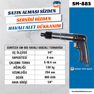 SUNTECH SM-883 Havalı Kabzalı Tornavida