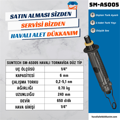 SUNTECH SM-AS005 Havalı Tornavida Düz Tip