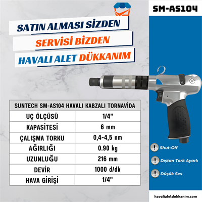 SUNTECH SM-AS104 Havalı Kabzalı Tornavida