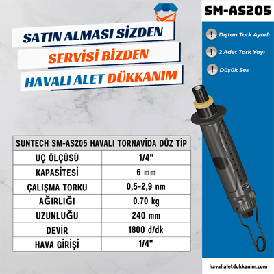 SUNTECH SM-AS205 Havalı Tornavida Düz Tip