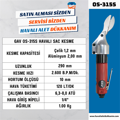 GAV OS-315S Havalı Sac Kesme