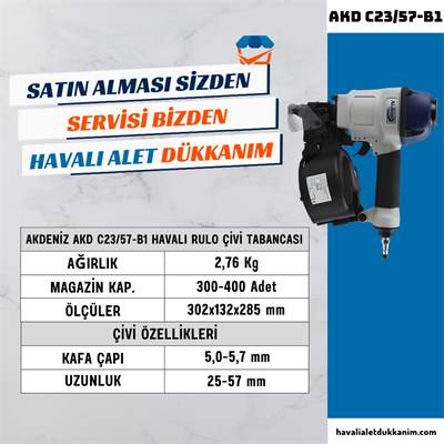 AKDENİZ AKD C23/57-B1 Havalı Rulo Çivi Tabancası