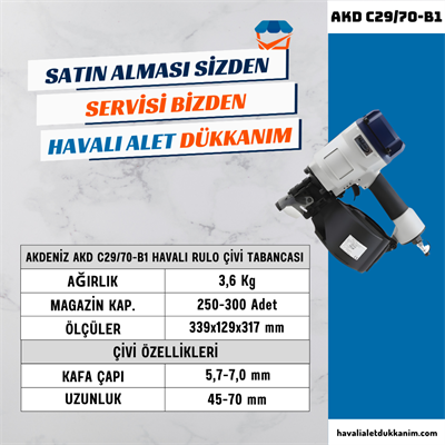 AKDENİZ AKD C29/70-B1 Havalı Rulo Çivi Tabancası