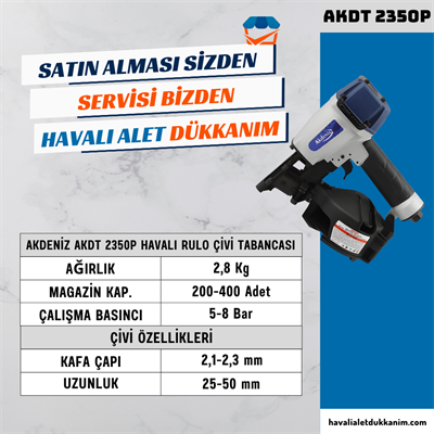 AKDENİZ AKDT 2350P Havalı Rulo Çivi Tabancası (Konik/Düz)