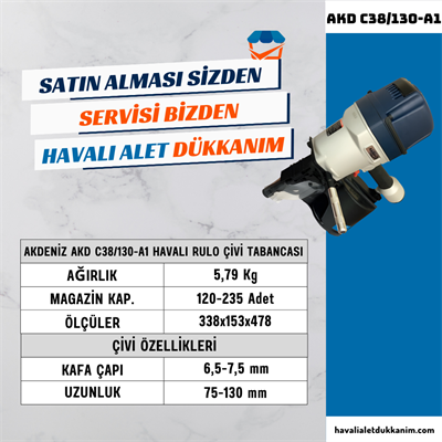 AKDENİZ AKD C38/130-A1 Havalı Rulo Çivi Tabancası