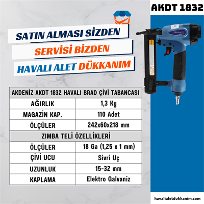 AKDENİZ AKDT 1832 Havalı Brad Çivi Tabancası