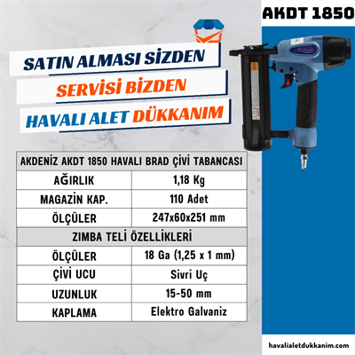 AKDENİZ AKDT 1850 Havalı Brad Çivi Tabancası