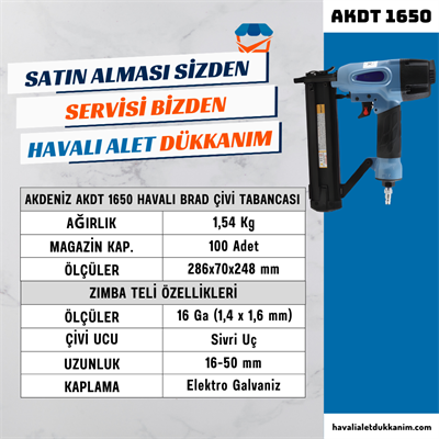 AKDENİZ AKDT 1650 Havalı Brad Çivi Tabancası