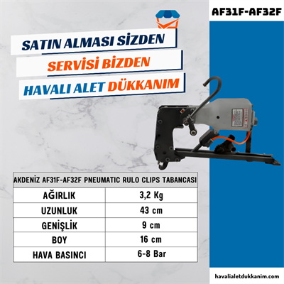 AKDENİZ AF31F-AF32F Pneumatic Rulo Clips Tabancası