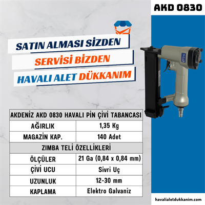 AKDENİZ AKD 0830 Havalı Pin Çivi Tabancası 0,8 mm