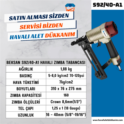 BEKSAN S92/40-A1 Havalı Zımba Tabancası