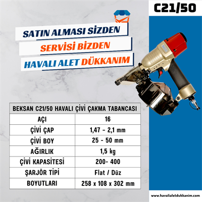 BEKSAN C21/50 Havalı Çivi Çakma Tabancası