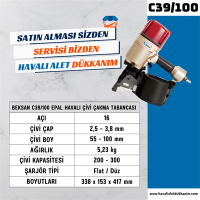 BEKSAN C39/100 EPAL Havalı Çivi Çakma Tabancası