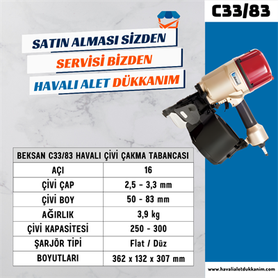 BEKSAN C33/83 Havalı Çivi Çakma Tabancası