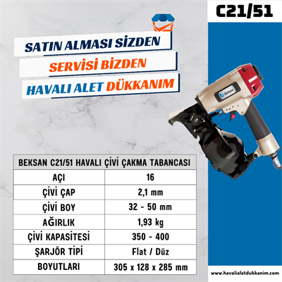 BEKSAN C21/51 Havalı Çivi Çakma Tabancası