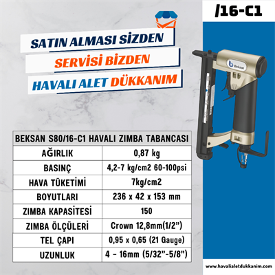BEKSAN S80/16-C1 Havalı Zımba Tabancası