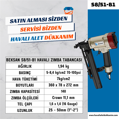 BEKSAN S8/51-B1 Havalı Zımba Tabancası