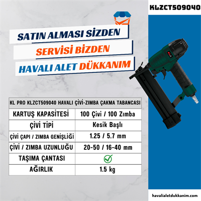 KL PRO KLZCT509040 Havalı Çivi-Zımba Çakma Tabancası