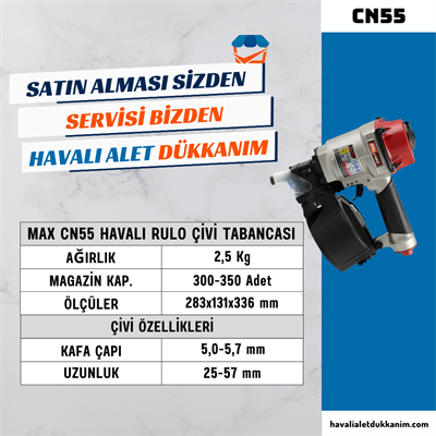 MAX CN55 Havalı Rulo Çivi Tabancası