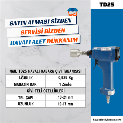 NAIL TD25 Havalı Kabara Çivi Tabancası Set
