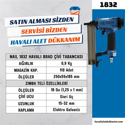 NAIL 1832 (F32-C2) Havalı Brad Çivi Tabancası