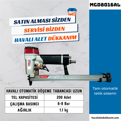 OMEGA MGD8016AL Havalı Otomatik Döşeme Tabancası 6-16 mm Uzun Şarjör