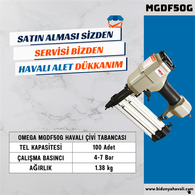 OMEGA MGDF50G Hafif Başlı Çivi Tabancası 10-50 mm