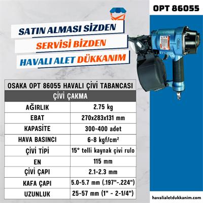 OSAKA OPT 86055 Havalı Çivi Tabancası 55 mm