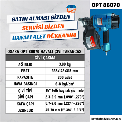 OSAKA OPT 86070 Havalı Çivi Tabancası 70 mm