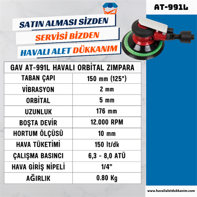 GAV AT-991L Havalı Orbital Zımpara 6