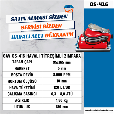 GAV OS-416 Havalı Titreşimli Zımpara