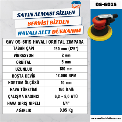 GAV OS-601S Havalı Orbital Zımpara 6