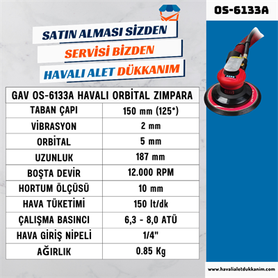 GAV OS-6133A Havalı Orbital Zımpara 6