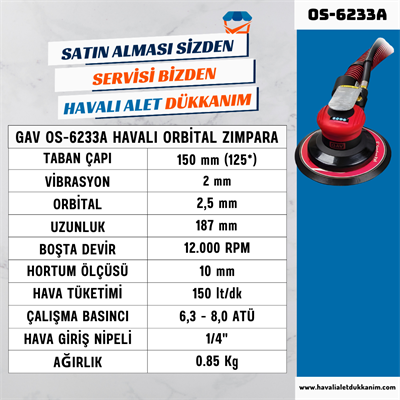 GAV OS-6233A Havalı Orbital Zımpara 6