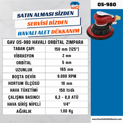 GAV OS-9080 Havalı Orbital Zımpara 6