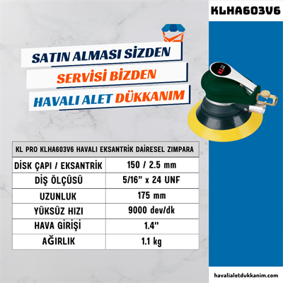 KL PRO KLHA603V6 Havalı Eksantrik Dairesel Zımpara