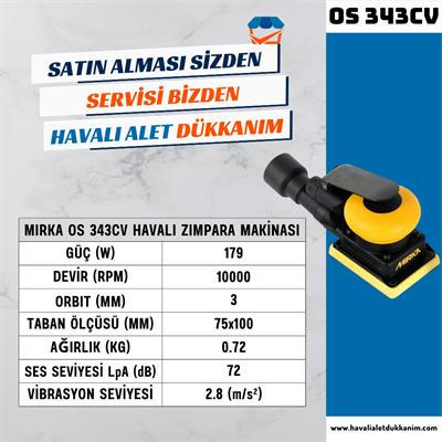 MIRKA OS 343CV Havalı Zımpara Makinesi 75x100 mm