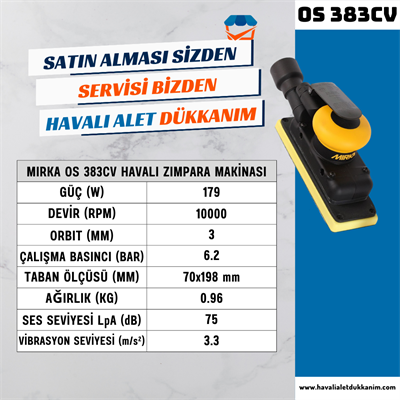 MIRKA OS 383CV Havalı Zımpara Makinesi 70x198 mm